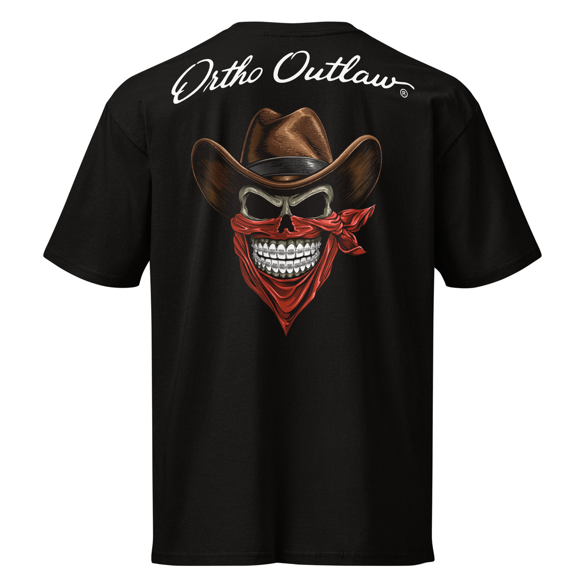 Ortho Outlaw graphic t-shirt orthodontic apparel skull logo design