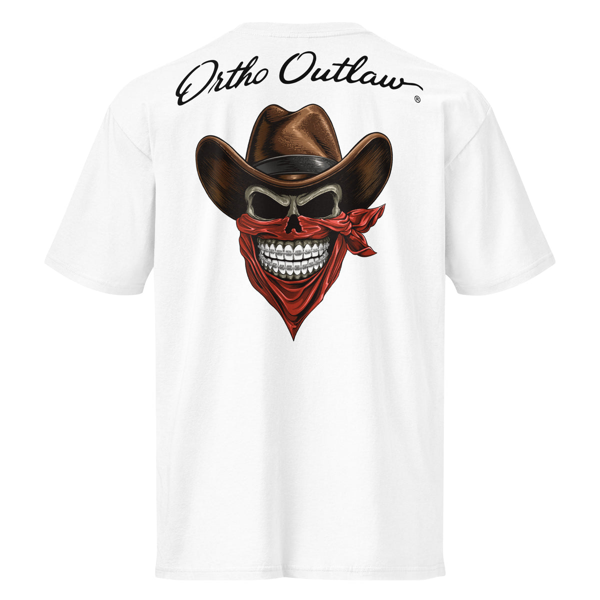 Ortho Outlaw graphic t-shirt orthodontic apparel skull logo design