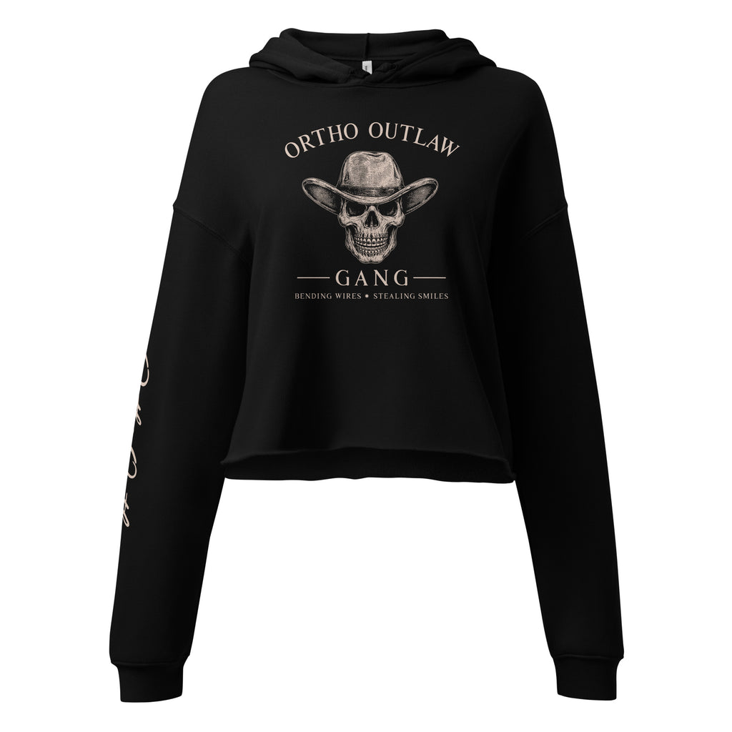 Ortho Outlaw graphic crop hoodie orthodontic apparel skull logo design