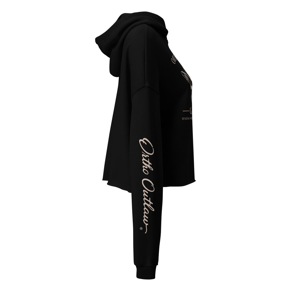 Ortho Outlaw graphic crop hoodie orthodontic apparel skull logo design