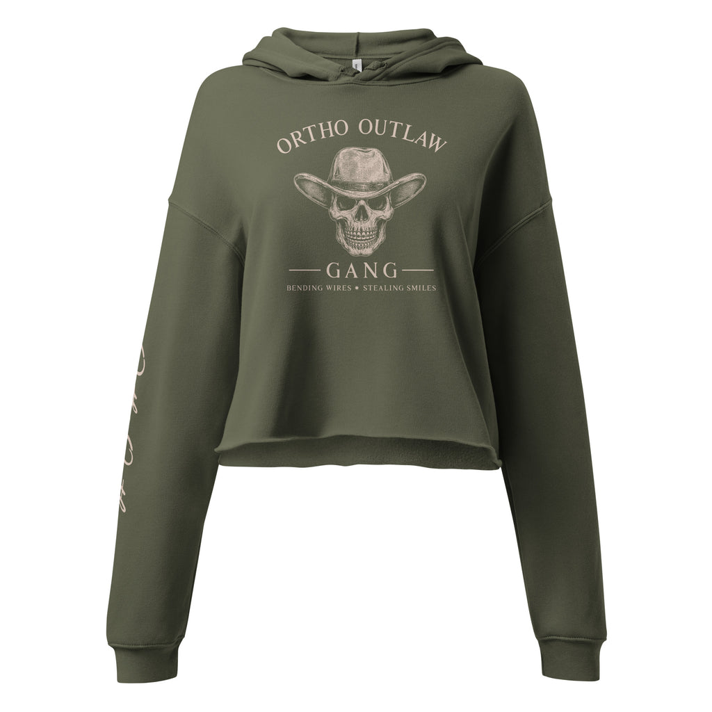 Ortho Outlaw graphic crop hoodie orthodontic apparel skull logo design