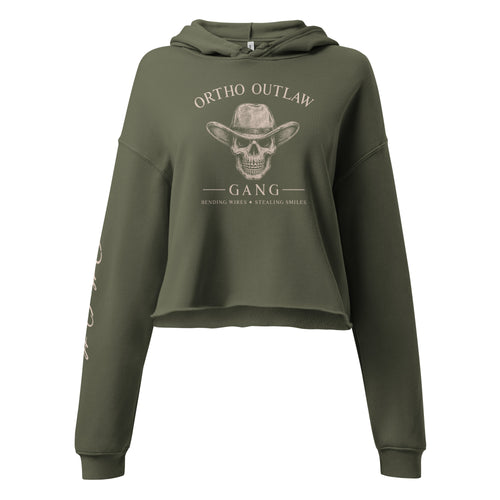Ortho Outlaw graphic crop hoodie orthodontic apparel skull logo design