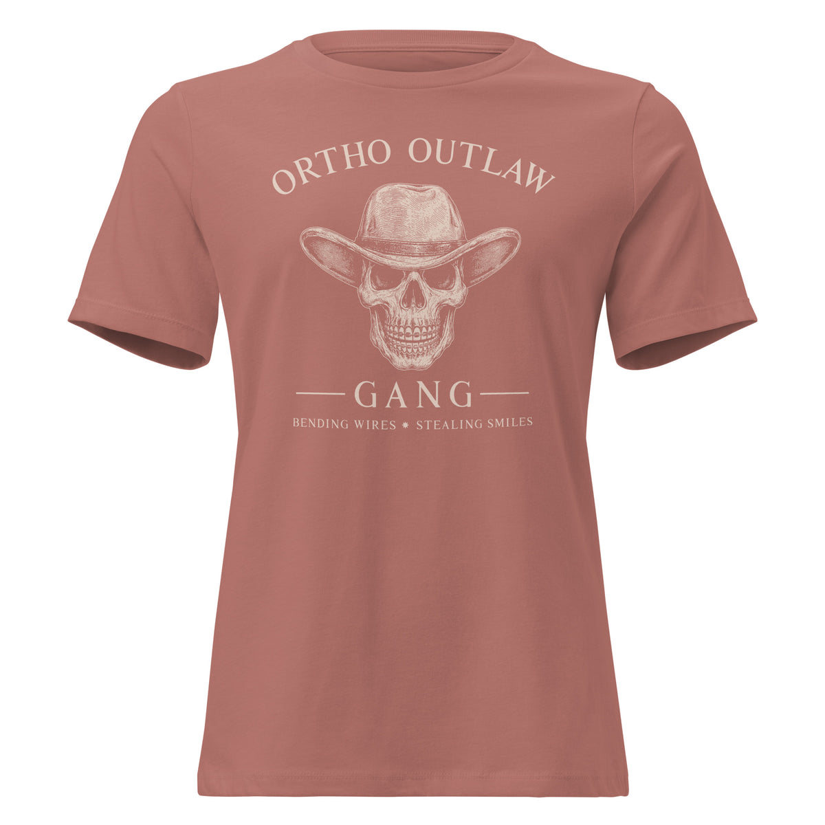 Ortho Outlaw graphic t-shirt orthodontic apparel skull logo design