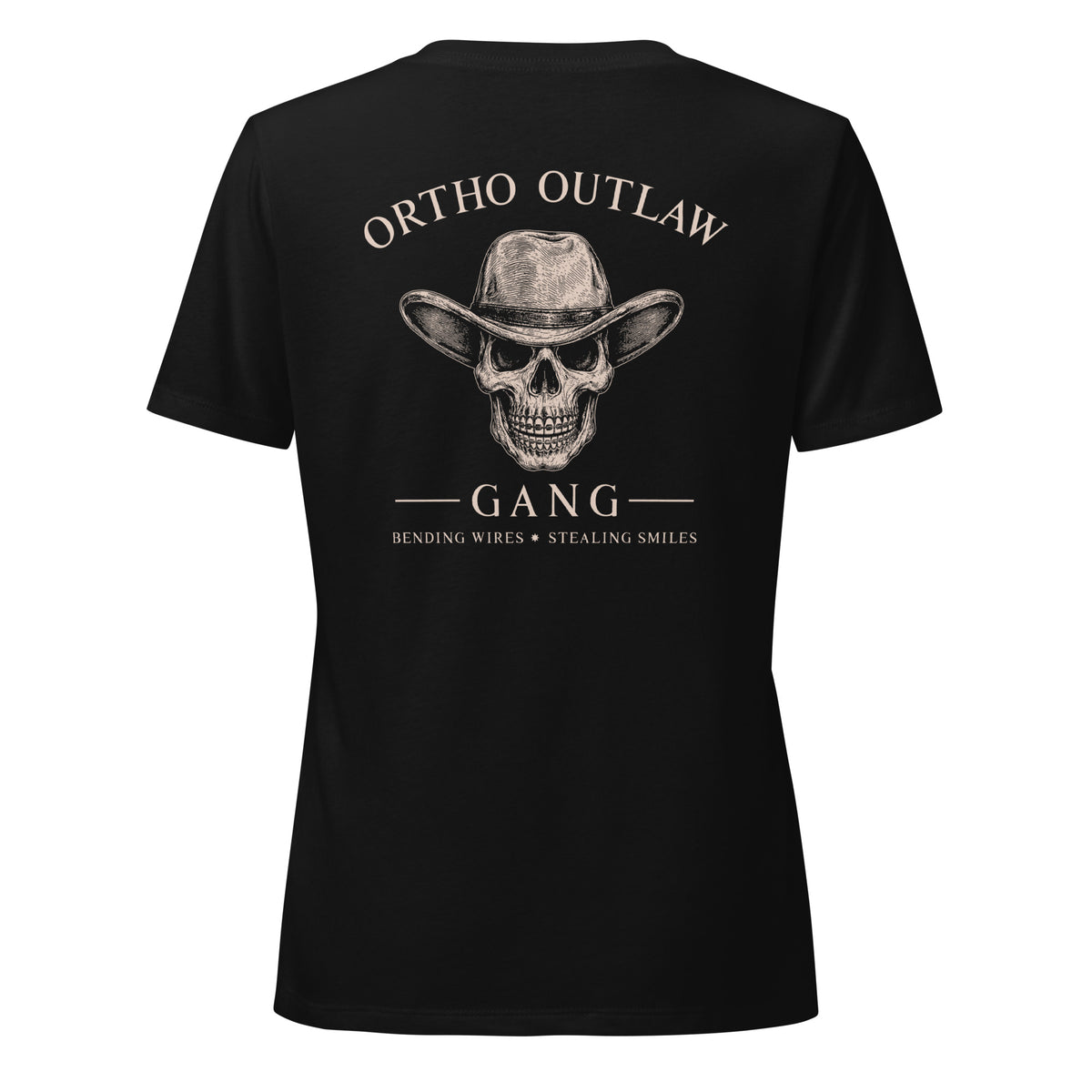 Ortho Outlaw graphic t-shirt orthodontic apparel skull logo design